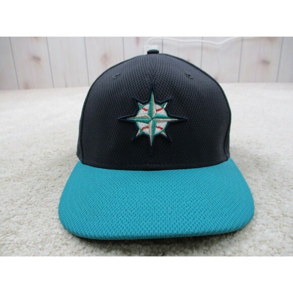 Seattle Mariners Hat Cap Fitted 7 3/8 Blue Green Baseball MLB New Era Mens - Picture 1 of 12